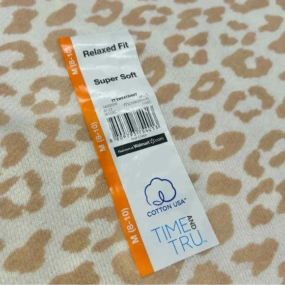 NWT Time & Tru Faded Animal Leopard Print Sweatshirt Crew Neck Pullover Size M - Picture 5 of 8